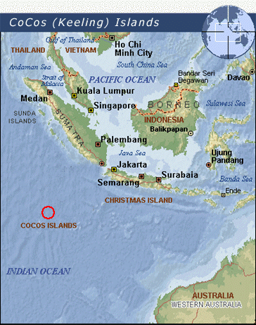 Cocos Islands map indian ocean